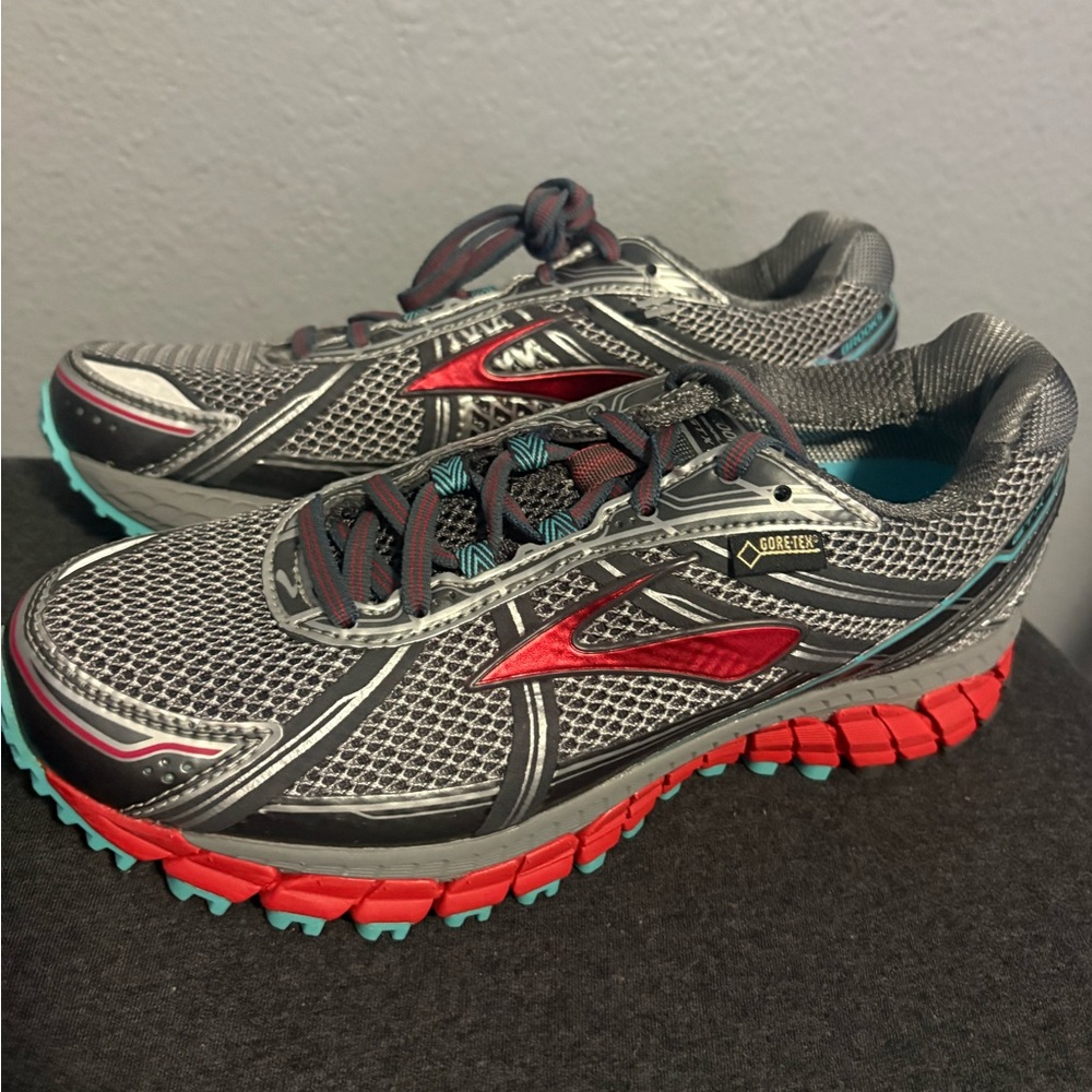 Brooks Women’s Gray, Red and Teal Trail Running Shoes